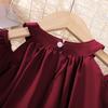 Summer Girls' Korean Dress Solid Color Round Neck Off Shoulder Princess Dress Girls' Stylish Children's Summer Outfit