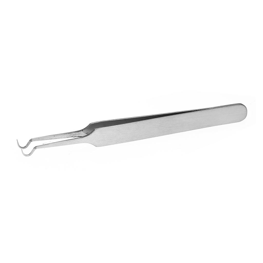Stainless Steel Acne Blackhead Removal Tweezer Beauty Nipper Makeup Tool (Hooked Tip 8.7cm)