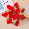 Cross-border Christmas 5-Fork Velvet Artificial Flower Bouquet - Green Plant Bonsai Christmas Decoration