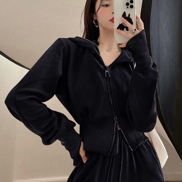 Trendy Korean-Style Slimming Women's Sport Suit: Stylish Spring/Autumn Hoodie & Casual Two-Piece Running Set
