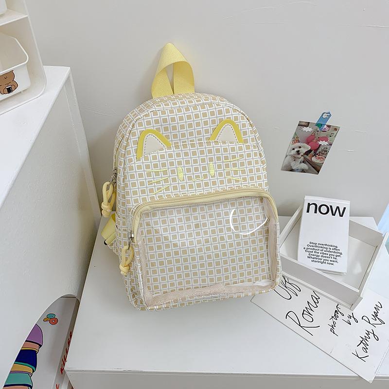 Schoolbag Versatile Literary and Artistic Transparent Pain Bag Female Contrasting Color Backpack Student Schoolbag Cute Transparent Window Lightweight