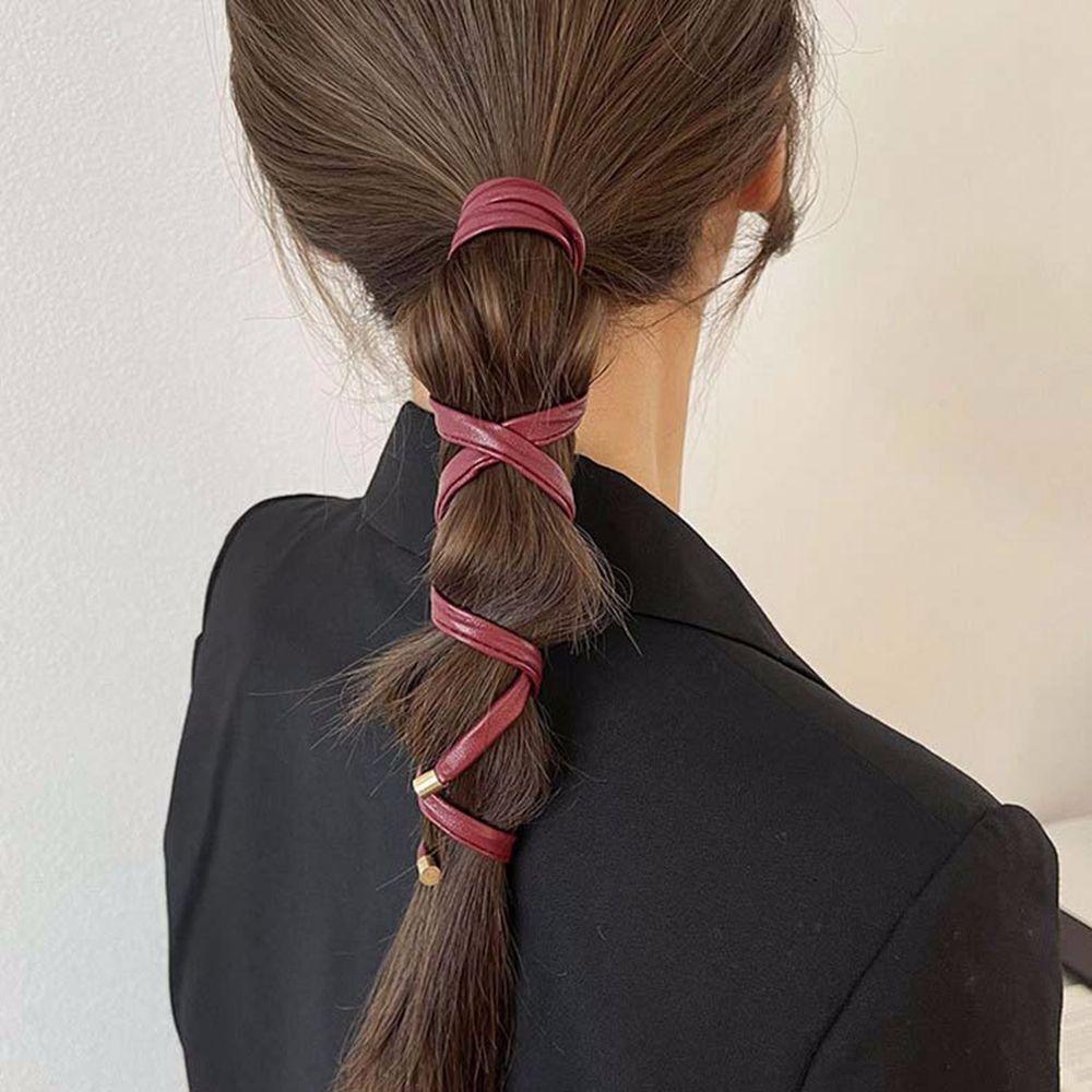 

Classic Fashion Women Zinc Zinc Alloy Korean Ponytail Holder Leather Hair Rope Wire Headbands Hair Ties