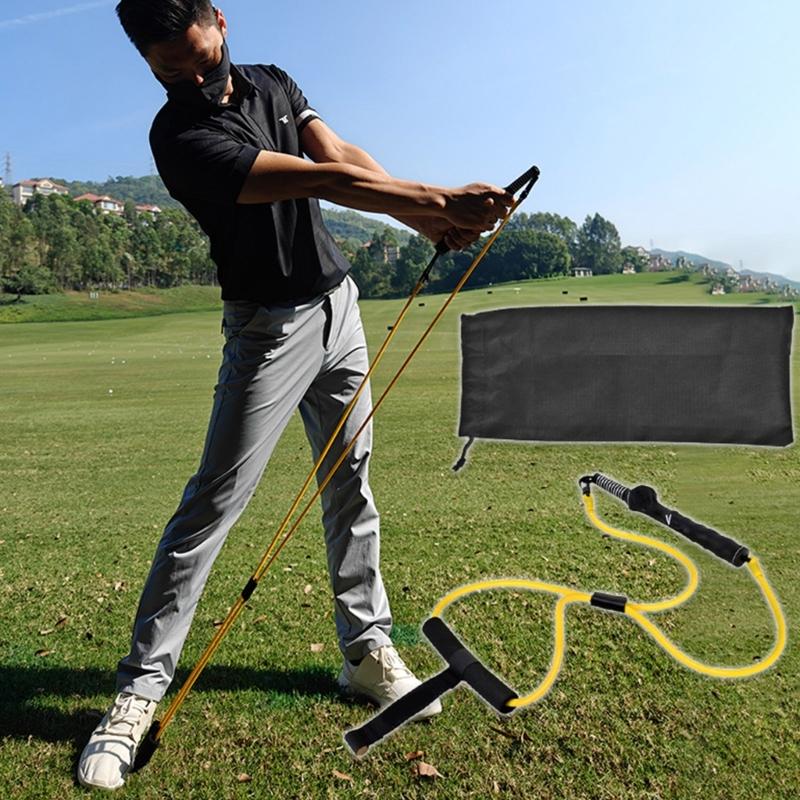 Golf Swing Training Rope Trainer Golf Swing Strengthener Elastic Pull Rope Trainer Resistance Band Golf Practice Trainer