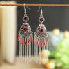 Exotic Style Round Compass Long Chinese Style Earrings Women'S Retro Fringed Temperament Earrings