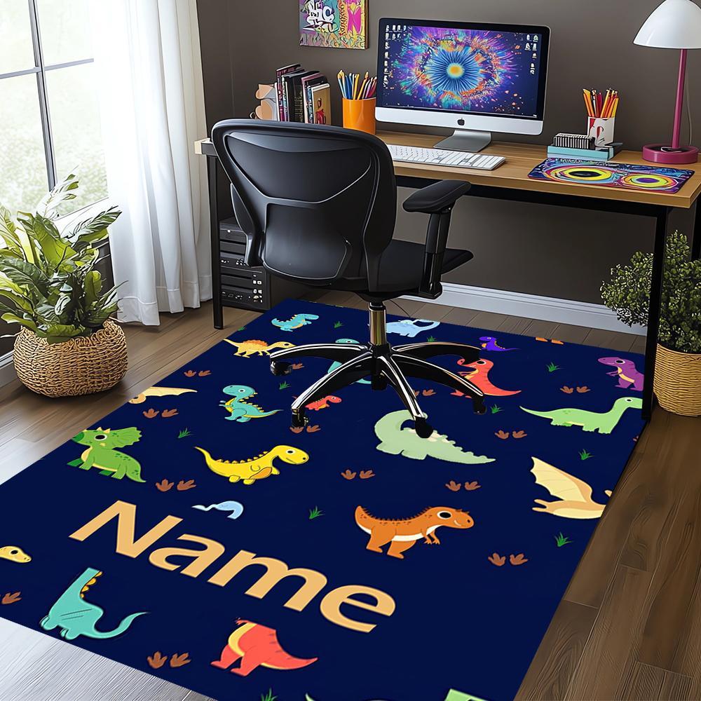 Custom Name Dinosaur Printed Carpet,Rug for Office Chair Living Room Bedroom Kitchen Room Decor Gifts.