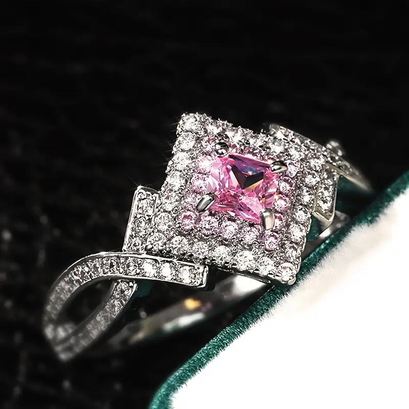 eBay's new accessories creative cross-wound pink diamond zircon ring, women's daily versatile hand jewelry