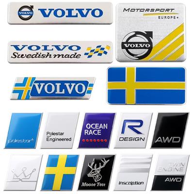 1pcs Car Accessories 3D Aluminum Logo Indoor Decoration Fender Trunk Stickers For Rdesign T6 AWD C30 C70 S40 S60 S70 S80