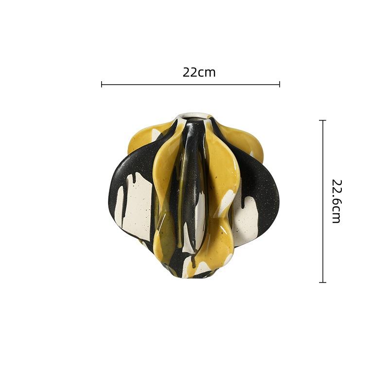 Creative Ceramic Vase Painted Flowerpot Geometric Star Fruit Flower Vase Flower Arrangement Accessories Home Decoration