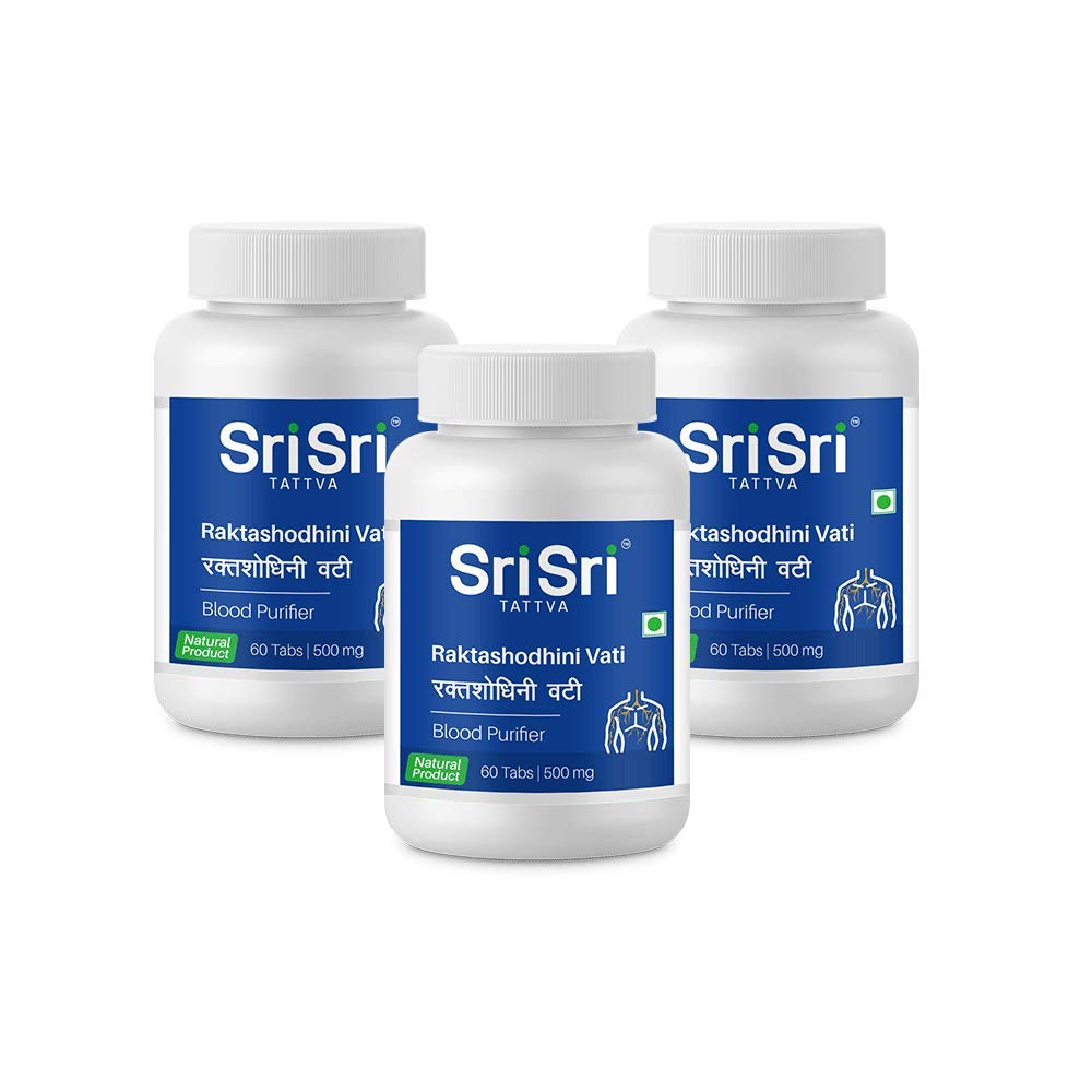 

Sri Sri Tattva Raktashodhini Vati 500mg Pack of 3 Blood Purifier 60 Tablets for Detox & Wellness