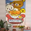 Rilakkuma  Korilakkuma Scooter Tapestry  Cute Pink Wall Hanging with SanX Characters Ideal for Cozy Bedroom  Kawaii Decor