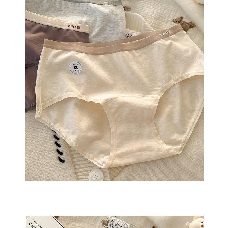 Plus Size Mid Waist Solid Pure Cotton Antibacterial Breathable Women Underwear Panties