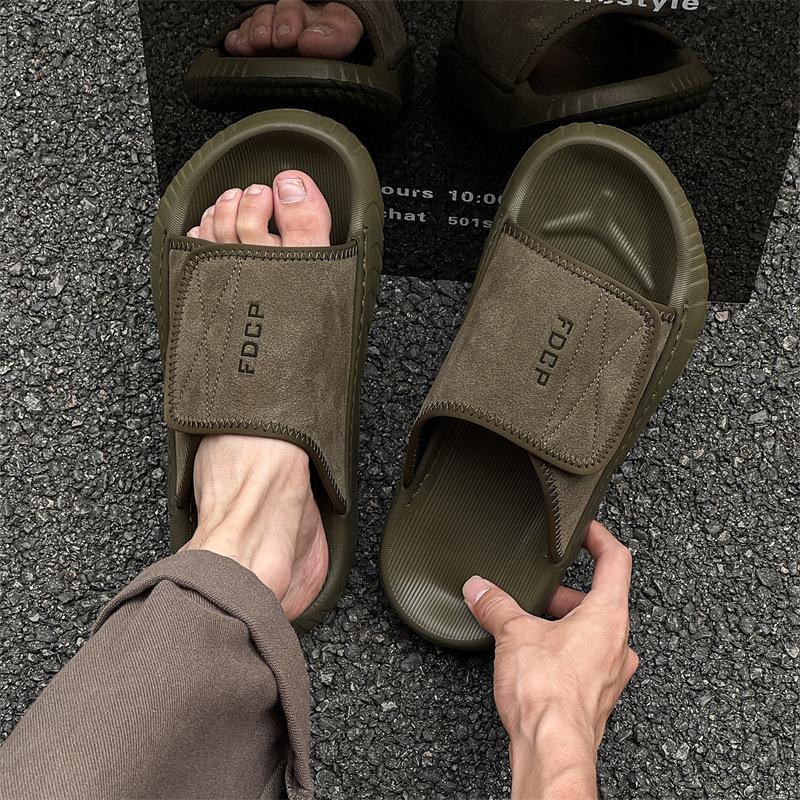 2025 Niche Thick-soled Heightened Outer Wear Casual Versatile Sandals Lazy Retro One-word Beach Shoes 371293-J