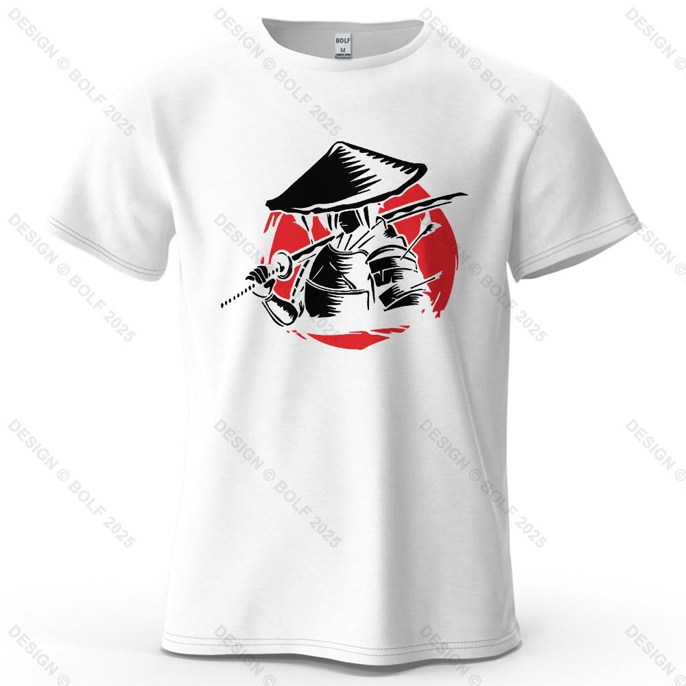 Samurai Cool Printed Men's T-Shirt 100% Cotton Oversized Traditional Graphic Tees for Women Tops Tees Casual Streetwear