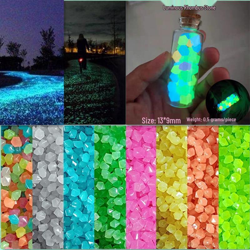50-Pack 9mm Octagonal Fluorescent Stones for Garden or Fish Tank