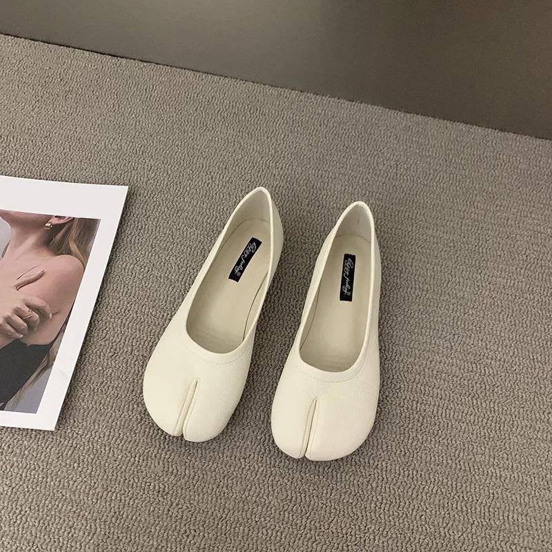 Bailamos Women Flats Summer Fashion Split Toe Ballet Shoes Slip On Ballerinas Korean Style Soft Slip On Loafers