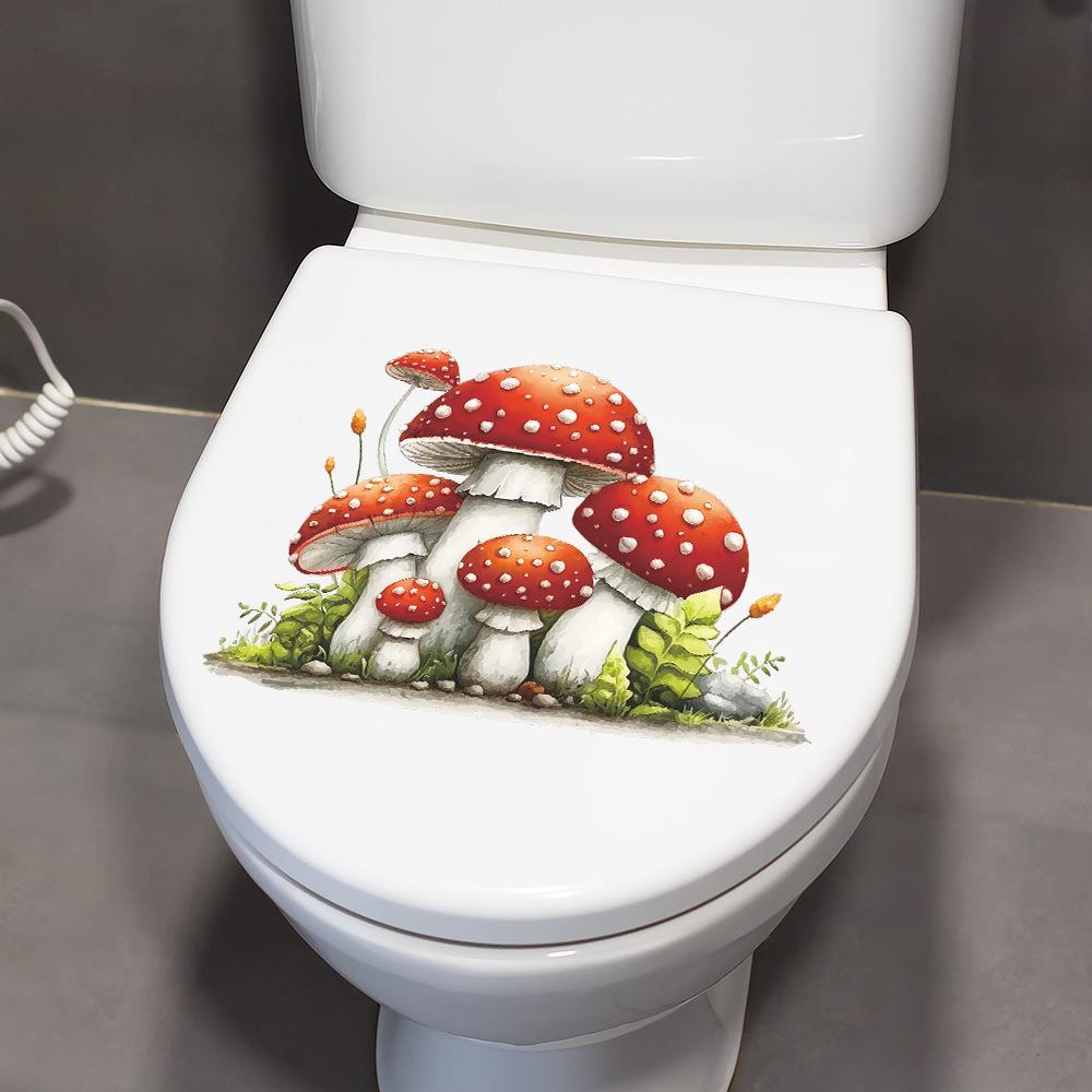 Creative Red Mushroom Stickers - Bathroom and Toilet Decorative Wall Stickers for The Bathroom and Toilet Area
