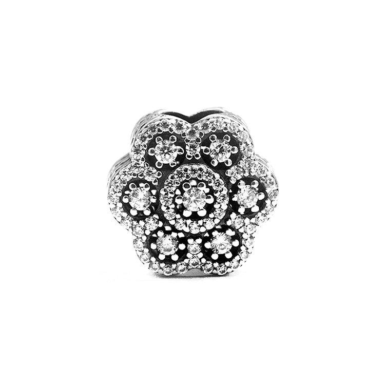 Pandora Shimmering Flower Charm Unisex Jewelry Silver 791998CZ Silver