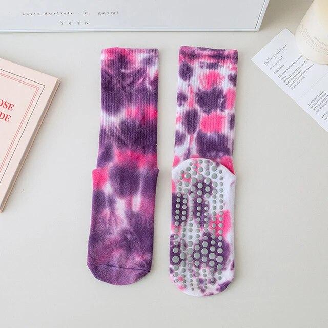 1pair Sport Yoga Socks Anti Slip Pilates Women Female Pilates Yoga Yoga Socks Tie Dye Grip Socks