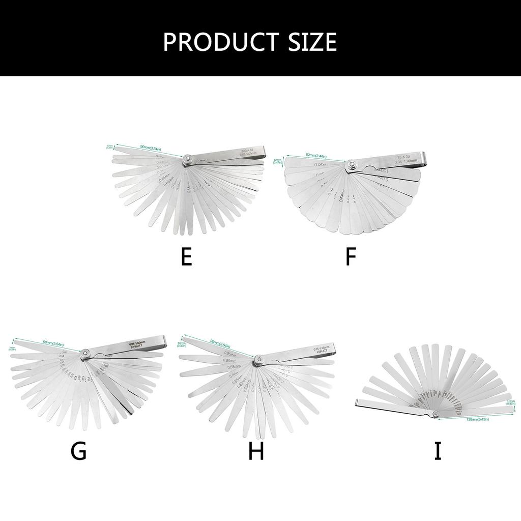 Feelers Gauges Set Stainless Steel Metric and Standard Thickness Gauges Tapered Feelers Gauges Measuring Tool