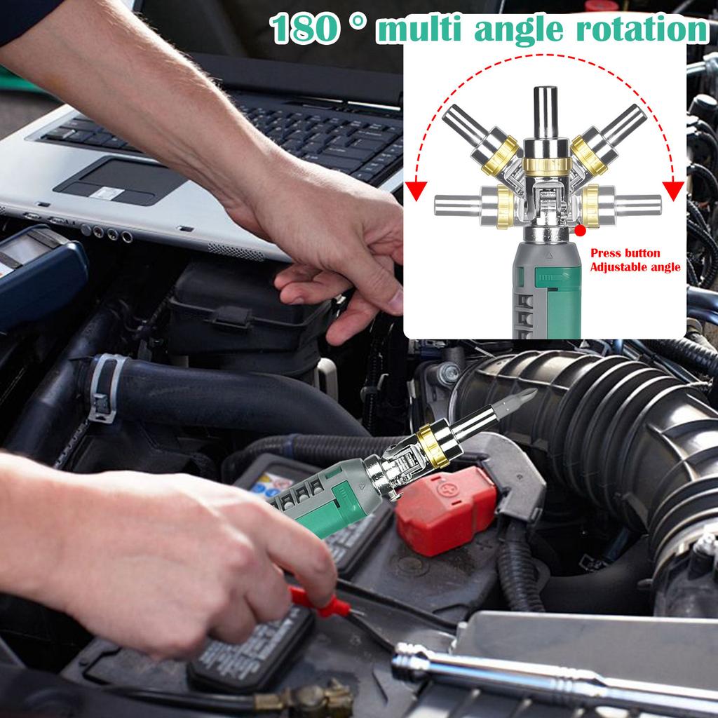 Precision Ratchet Set, Multi Angle 14-in-1 Screwdriver Ratchet Special Shaped Screwdriver Taper Bent Torx Cross Driver Bit