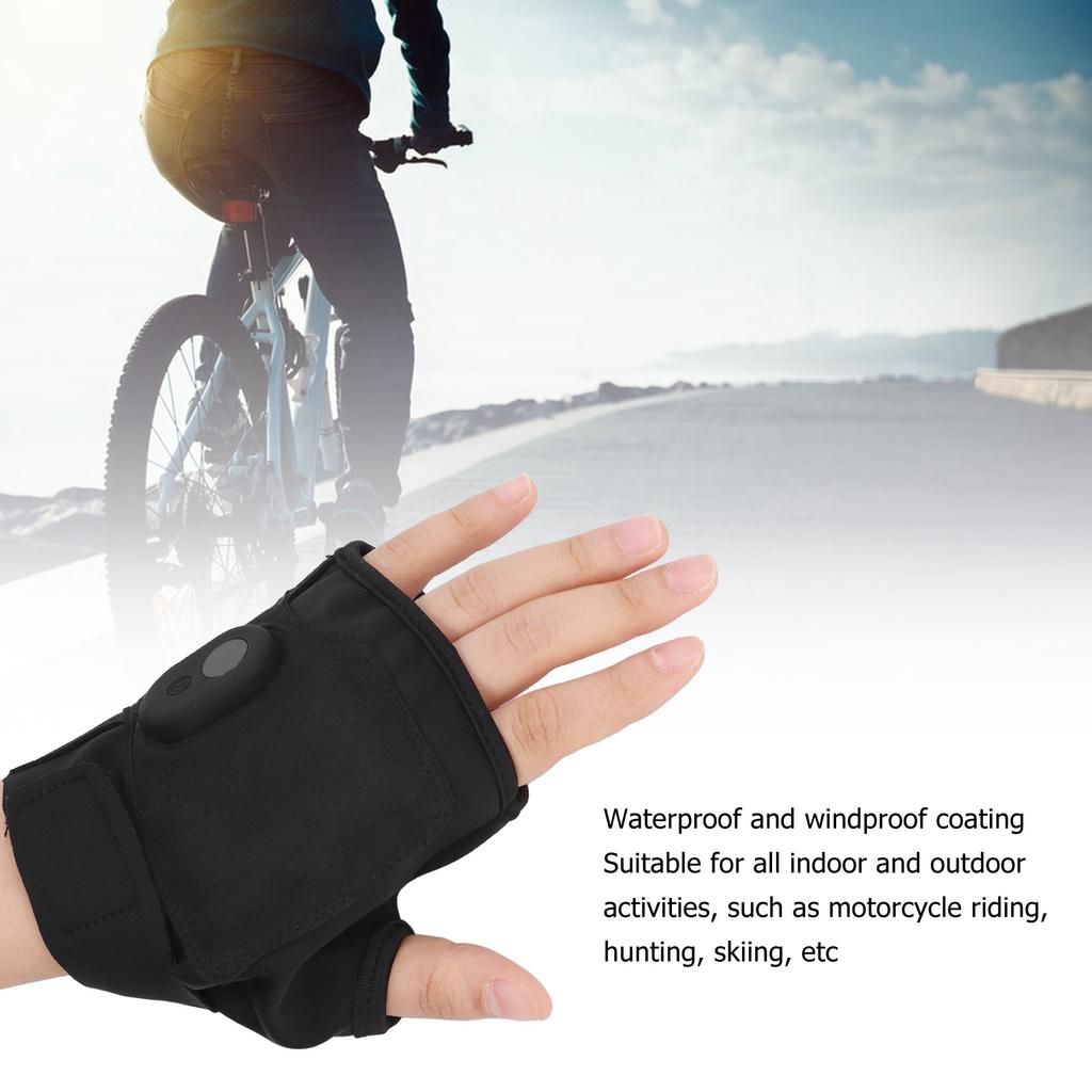 1 Pair Electric Half Hand Warmer Ultra Adjustable Elastic Wrist Strap Wide Use Electric Heated Gloves with Data Cable for Riding