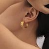 Qiong Yao Mixed Color Cubic Zirconia Open Ring C-shaped Earrings, 18K Gold Plated Stainless Steel Jewelry Set for Women