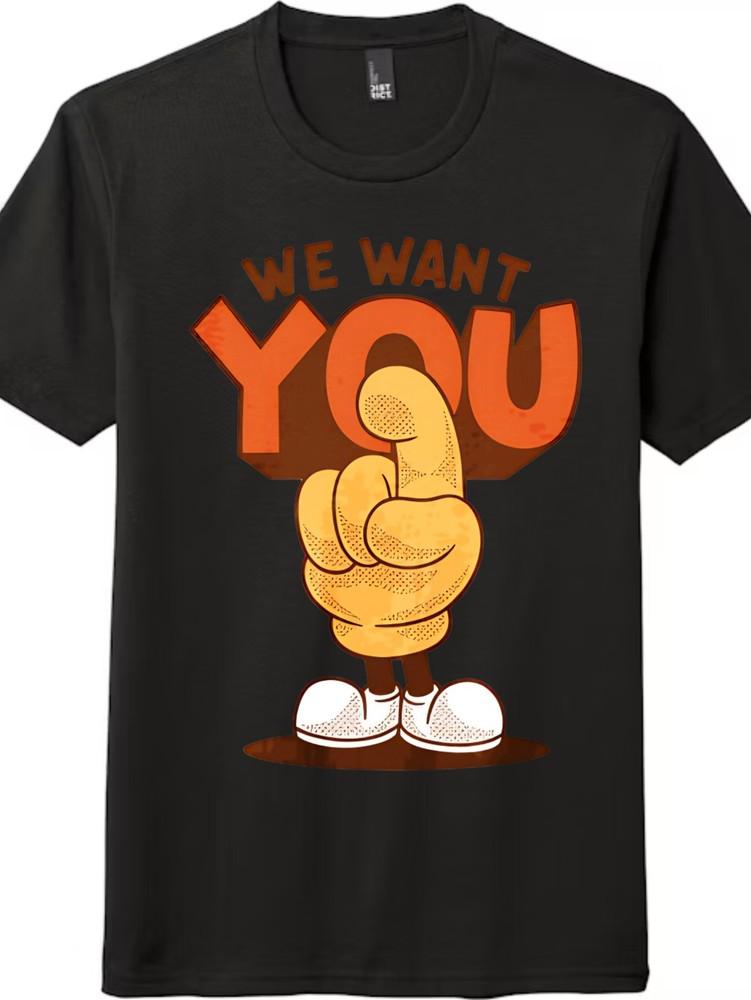 

Retro We Want You Graphic Tee Unisex Casual Trendy Leisureand Socials T-shirt XL