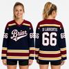 Unisex Off-Campus Fashion Sports Jersey Long Sleeve V-Neck Pullover Casual Athletic Top with Printed Number and Lettering