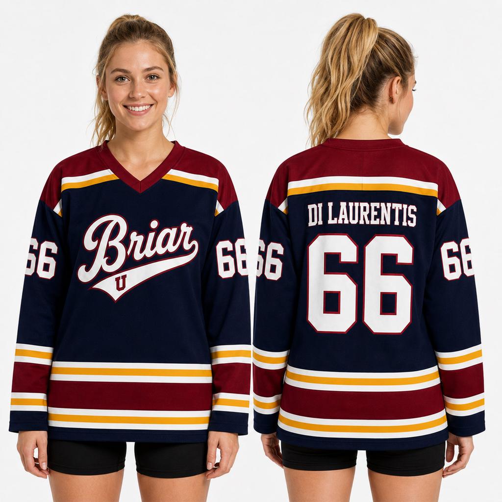 Unisex Off-Campus Fashion Sports Jersey Long Sleeve V-Neck Pullover Casual Athletic Top with Printed Number and Lettering
