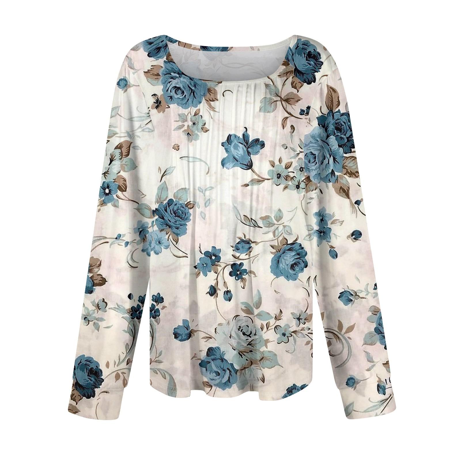 Женская повседневная модная плиссированная рубашка с длинным рукавом и круглым вырезом — фото 4