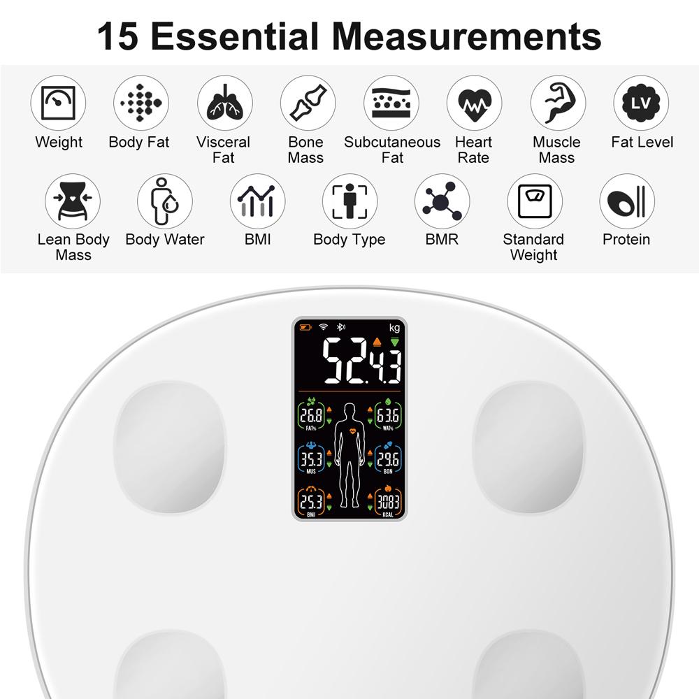 INSMART Chytrá váha Digitální koupelnová váha na tělesný tuk s větší TFT obrazovkou Vše v jednom pro offline použití Váha pro měření tělesné hmotnosti