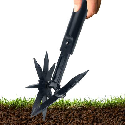 2 In 1 Garden Rotary Cultivator Lawn Loosening Rotary Tiller Soil Tiller Aerator Lawn Tool for Reseeding Grass Soil Mixing