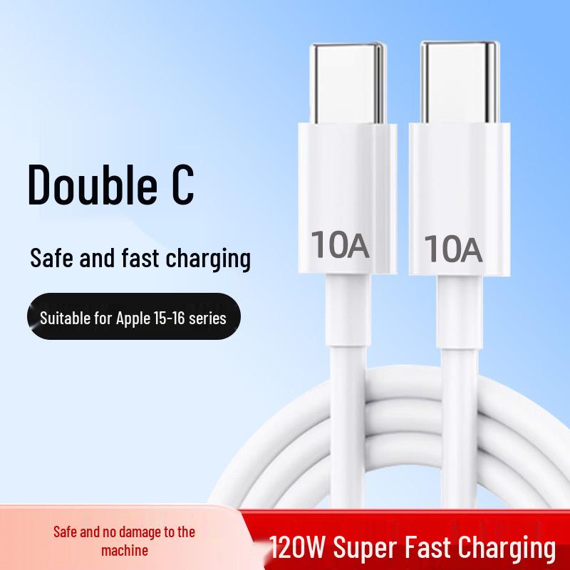 

120W Dual Type-C Fast Charging Cable for Apple iPhone 16/15 Pro & Huawei PD. 25 Centimeters