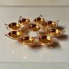 Single-layer Lotus Nine-Star Alloy Ghee Lamp Stand - Tea Light Nine-Cup Candelabra Holder.