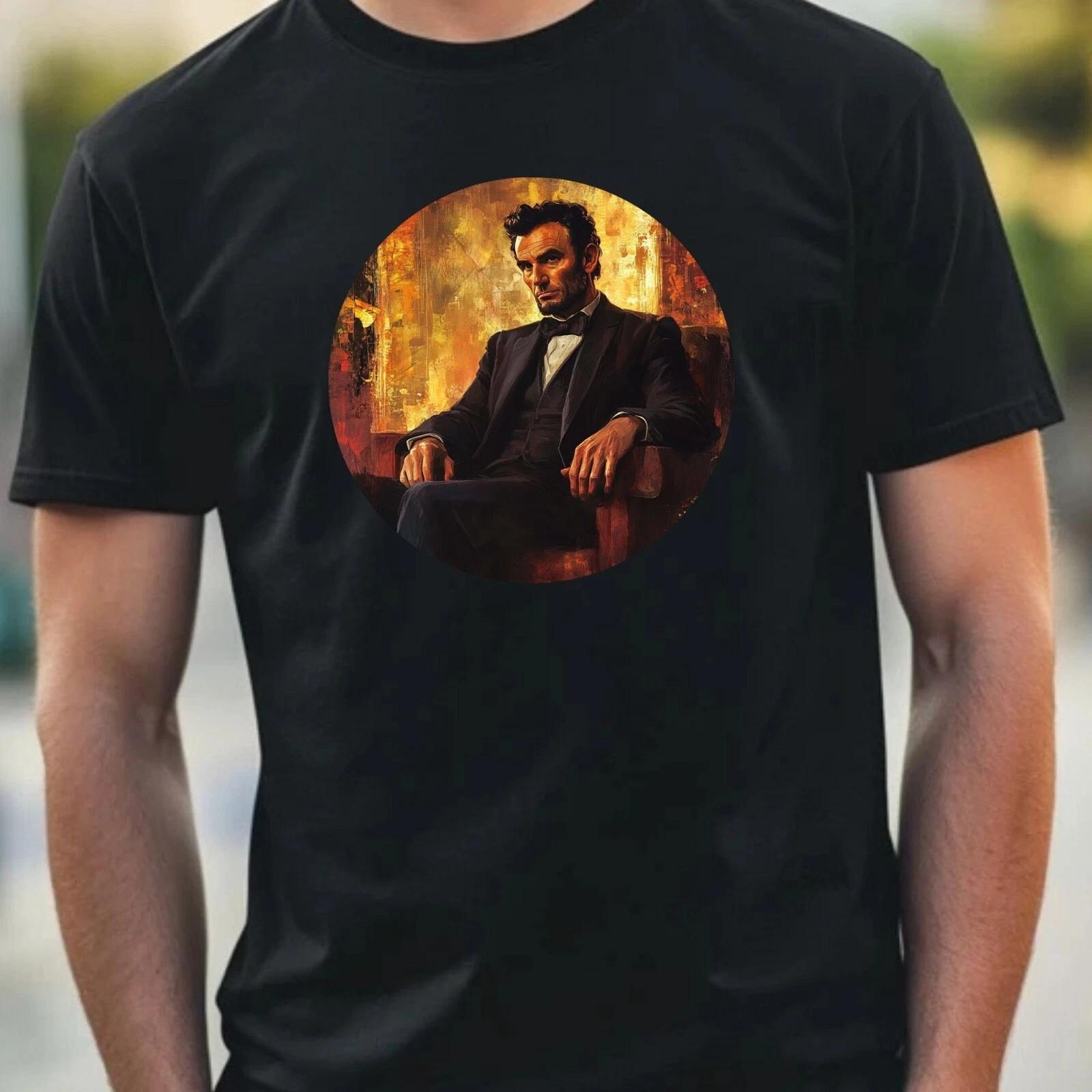 T-Shirt Herren Abraham Lincoln Portrait Motiv Baumwolle Größe XS bis 5XL XXL