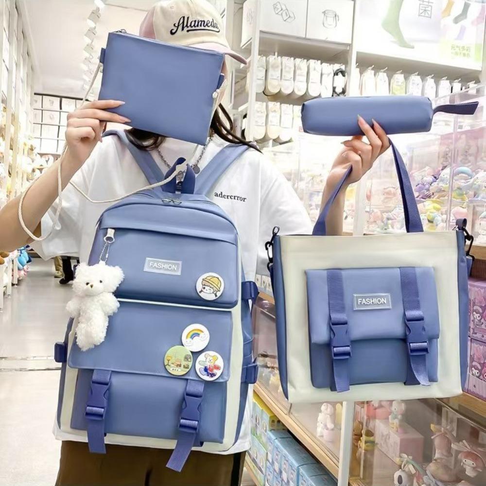 Four-piece Portable Backpack Five-piece Backpack Harajufeng Set Student Schoolbag