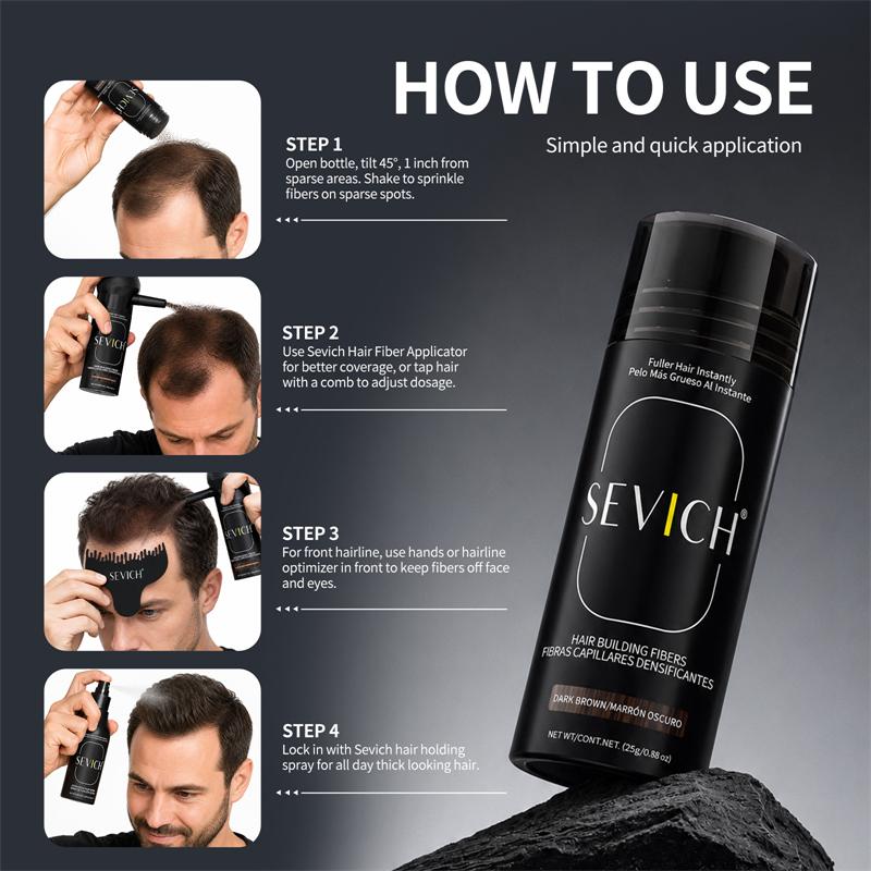 SEVICH Bottle 25g Hair Keratin Fibers Powder Hair Loss Treatment 10 Colors Hair Building Fibers Thickening Unisex