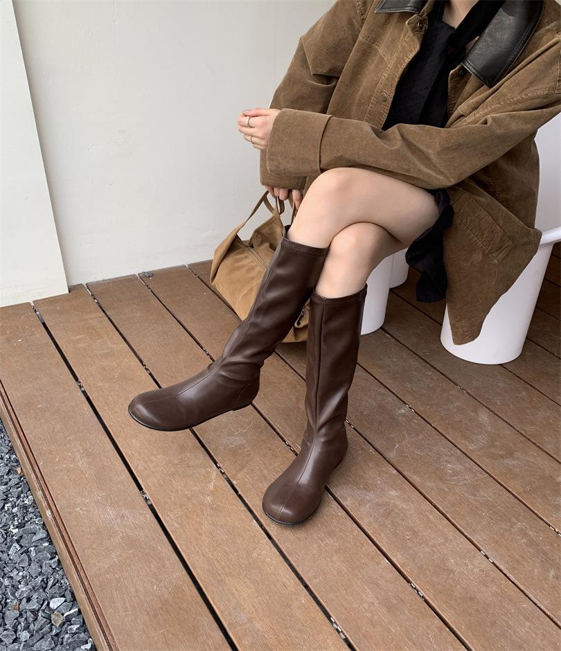 

Внунее увеличение высоты Европа, Америка 2025 осень и зима эластичные сапоги, но сапоги со складками круглый носок высокие сапоги длинные сапоги женские сапоги на сборке 39 темно-коричневого