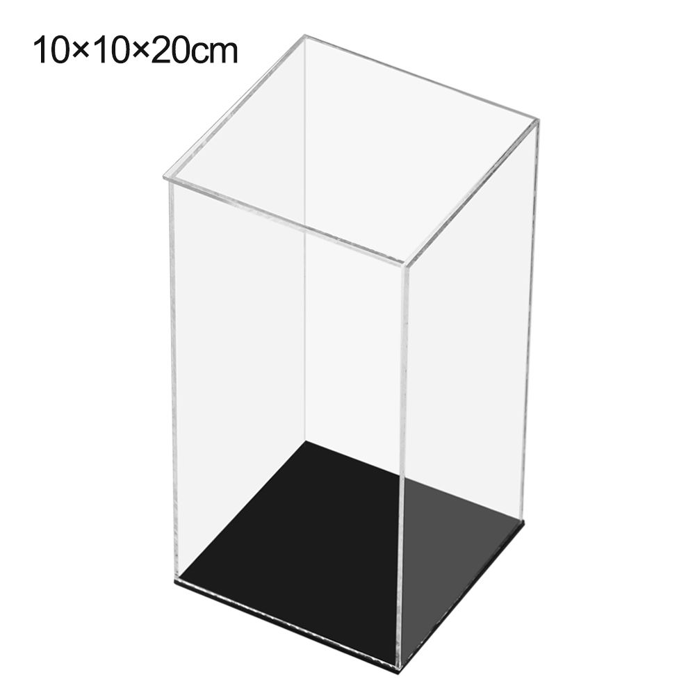 Clear Acrylic Display Case Black Base Dustproof Protection Model Toy Show Box Cabinet Figures Collectibles Storage Holder