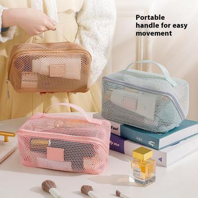 Large Capacity Makeup Storage Bag Hollow Women Multifunctional Mesh Tote Cosmetic Case Bag Travel Transparent Toiletry Pouch