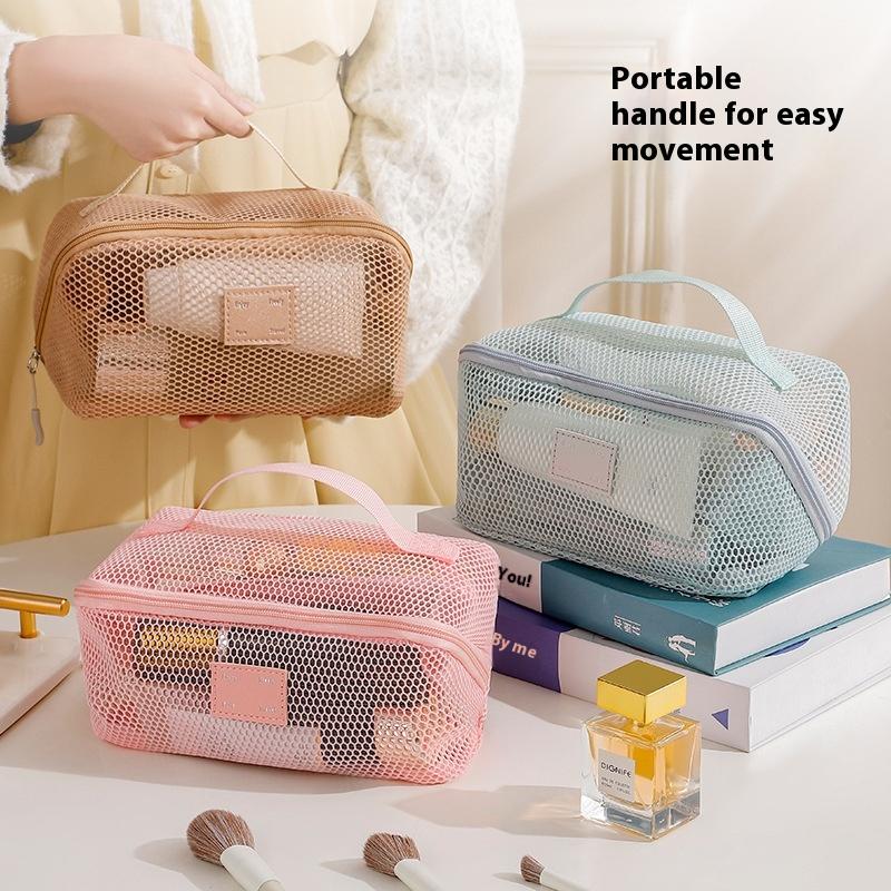 Geantă de Machiaj de Mare Capacitate Hollow Femei Multifuncțională Plasă Tote Geantă Cosmetică Geantă Călătorie Plic Transparent pentru Articole de Toaletă