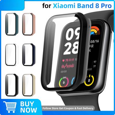 PC Case + Tempered Glass for Xiaomi Mi Band 8 Pro Screen Protector Anti-scratch Film & Bumper Protective Hard Cover Accessories