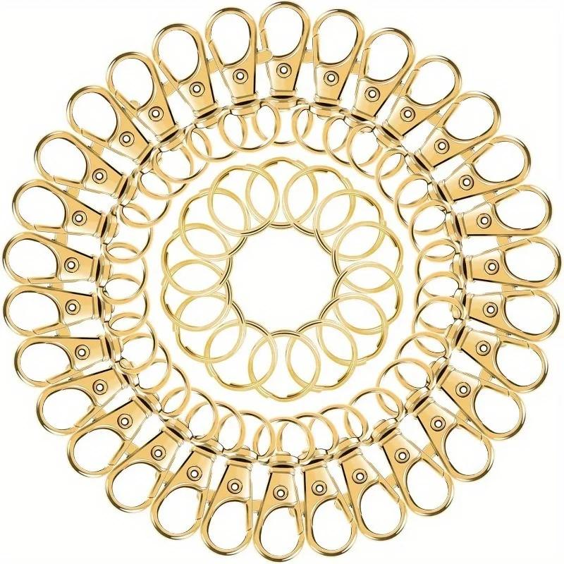 100PCS Gold Swivel Clasps Lanyard Snap Hooks with Key Rings Clip Hooks Lobster Claw Clasps for Keychains Jewelry DIY Crafts.