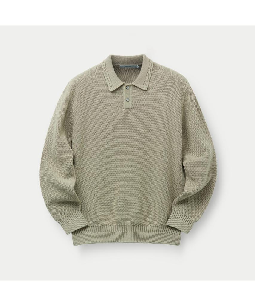 Silijeu Garment Dyed Long Sleeve Polo Sawas26131Bex