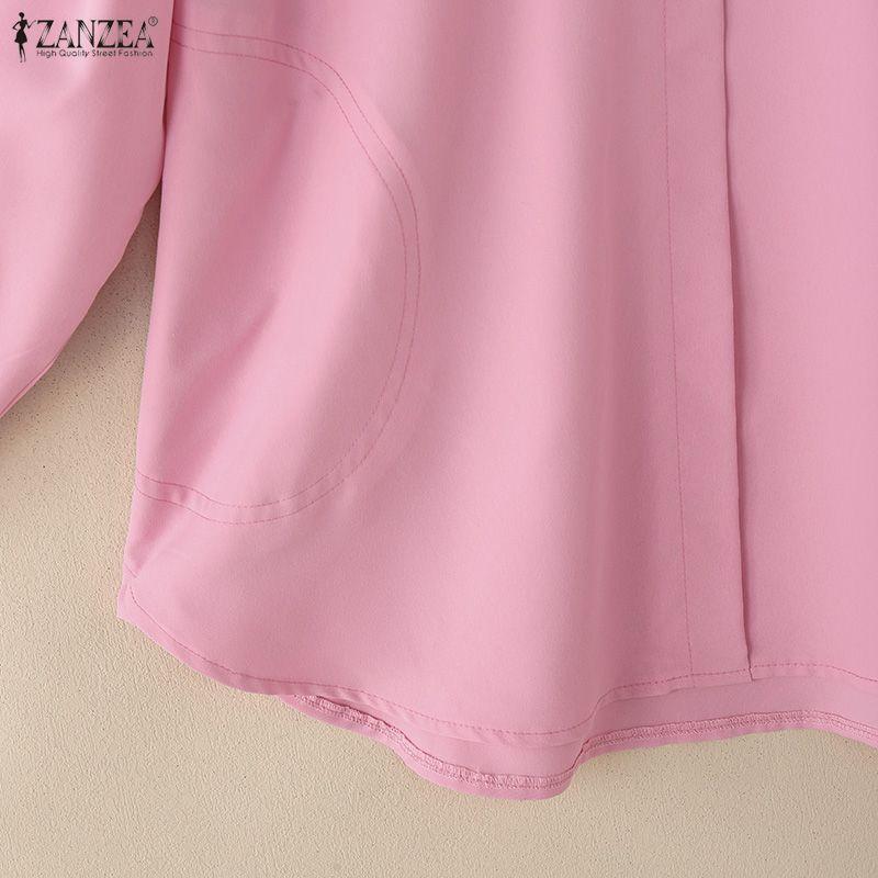 ZANZEA Women Casual Round Neck Solid Color Long Sleeve Loose Blouse