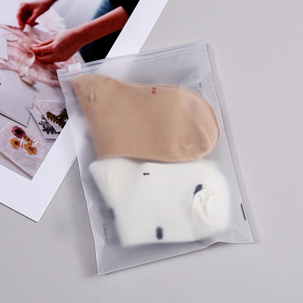 Frosted PE Zipper Bag: Thick, Transparent, Self-Sealing, Printable Clothing Packaging for Socks