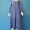 Women Long Sleeve Bohemian Cotton Linen Swing Dress Oversized V Neck Flowy Tiered Ruffle Pleated Long Dress