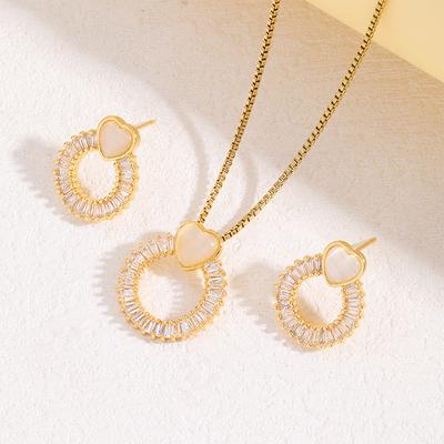 Láska Opálový Náhrdelník Dámský Lehký Luxusní High-End Univerzální Zirkonový Kruhový Náušnice Náhrdelník Set