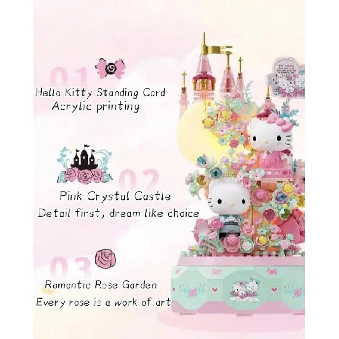 Sanrio Hellokitty Little Twin Stars Music Box Building Blocks Blind Box Ornaments DIY Toys Moonlight Society Birthday Gifts