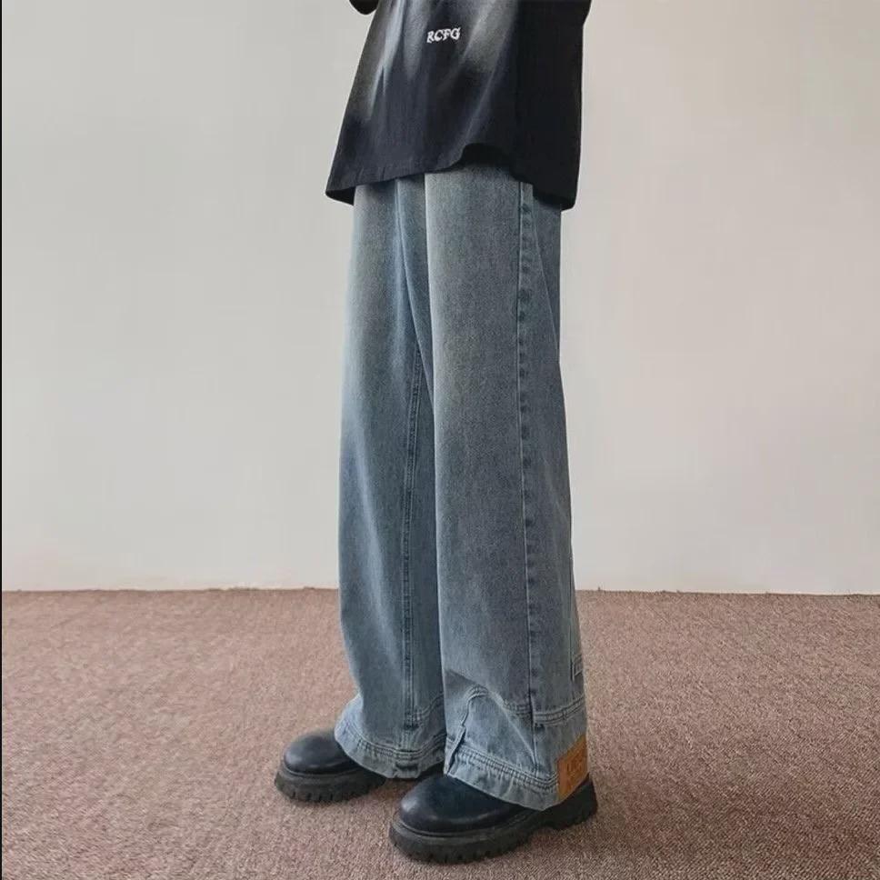 Inverted Design Hip-Hop Street Jeans for Men - Loose, Straight Fit